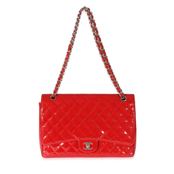 Chanel Red Patent Maxi Single Flap Bag - Picture 7 of 8